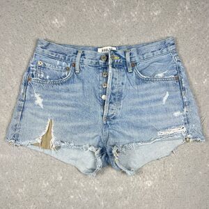 AGOLDE Parker Cut Off Distressed Denim Jean Shorts Button Fly Sz 26 High Rise
